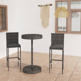 3-piece garden bar furniture set and gray synthetic rattan cushions by vidaXL, Garden sets - Ref: Foro24-3064765, Price: 214,...