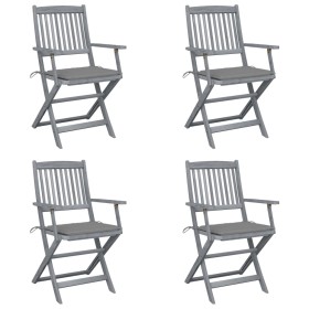 Folding garden chairs 4 pcs with solid acacia wood cushions by vidaXL, Garden chairs - Ref: Foro24-3064510, Price: 192,99 €, ...