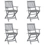 Folding garden chairs 4 pcs with solid acacia wood cushions by vidaXL, Garden chairs - Ref: Foro24-3064510, Price: 192,99 €, ...