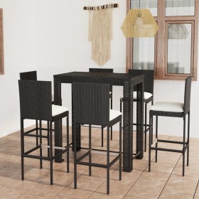 Garden bar furniture set, 7 pieces, with black synthetic rattan cushions. by vidaXL, Garden sets - Ref: Foro24-3064798, Price...