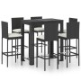 Set muebles bar jardín 7 piezas y cojines ratán sintético negro de vidaXL, Conjuntos de jardín - Ref: Foro24-3064798, Precio:...