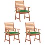 Garden dining chairs 3 units solid acacia wood and cushions by vidaXL, Garden chairs - Ref: Foro24-3064352, Price: 208,75 €, ...