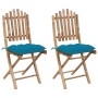 Folding garden chairs with cushions 2 units bamboo by vidaXL, Garden chairs - Ref: Foro24-3064006, Price: 107,76 €, Discount: %