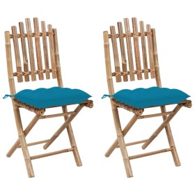 Folding garden chairs with cushions 2 units bamboo by vidaXL, Garden chairs - Ref: Foro24-3064006, Price: 102,99 €, Discount: %