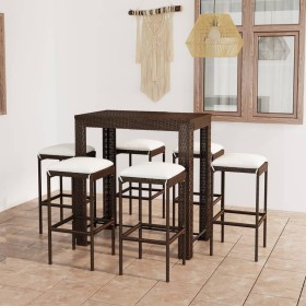 7-piece garden bar set and brown synthetic rattan cushions by vidaXL, Garden sets - Ref: Foro24-3064783, Price: 291,99 €, Dis...