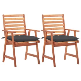 Garden dining chairs 2 pcs solid acacia wood and cushions by vidaXL, Garden chairs - Ref: Foro24-3064335, Price: 131,15 €, Di...