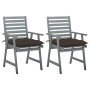 Garden dining chairs 2 pcs solid acacia wood with cushions by vidaXL, Garden chairs - Ref: Foro24-3064424, Price: 159,66 €, D...