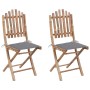 Folding garden chairs 2 units bamboo with cushions by vidaXL, Garden chairs - Ref: Foro24-3063988, Price: 112,64 €, Discount: %