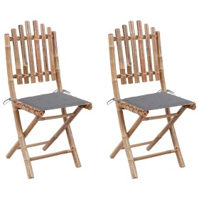 Folding garden chairs 2 units bamboo with cushions by vidaXL, Garden chairs - Ref: Foro24-3063988, Price: 112,97 €, Discount: %