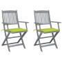 Folding garden chairs 2 pcs cushions solid acacia wood by vidaXL, Garden chairs - Ref: Foro24-3064493, Price: 115,59 €, Disco...