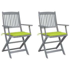 Folding garden chairs 2 pcs cushions solid acacia wood by vidaXL, Garden chairs - Ref: Foro24-3064493, Price: 115,99 €, Disco...