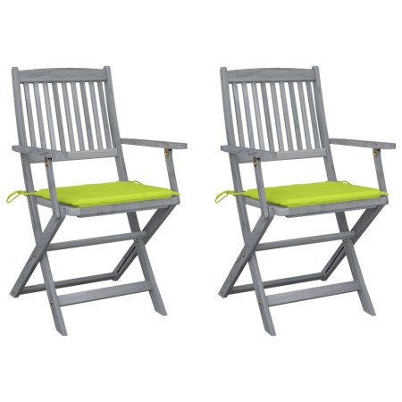 Folding garden chairs 2 pcs cushions solid acacia wood by vidaXL, Garden chairs - Ref: Foro24-3064493, Price: 115,59 €, Disco...