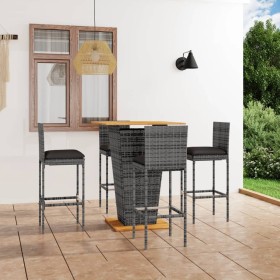 5-piece garden bar furniture set and gray PE rattan cushions by vidaXL, Garden sets - Ref: Foro24-3064861, Price: 421,99 €, D...