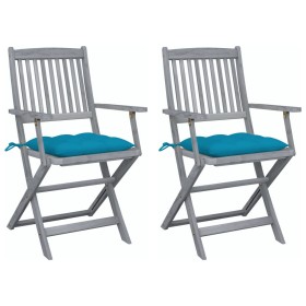 Folding garden chairs 2 pcs cushions solid acacia wood by vidaXL, Garden chairs - Ref: Foro24-3064501, Price: 117,15 €, Disco...