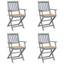 Folding garden chairs 4 pcs with solid acacia wood cushions by vidaXL, Garden chairs - Ref: Foro24-3064512, Price: 194,80 €, ...