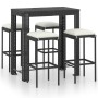 Set muebles bar jardín 5 piezas y cojines ratán sintético negro de vidaXL, Conjuntos de jardín - Ref: Foro24-3064781, Precio:...