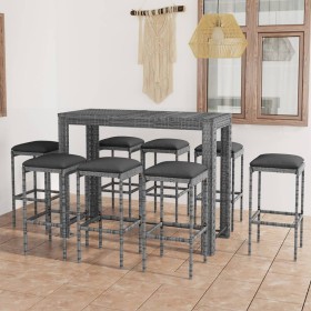 9 Stück Gartenbar Möbel Kissen synthetisches Rattan grau von vidaXL, Gartensets - Ref: Foro24-3064791, Preis: 353,47 €, Rabat...