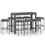 Garden bar furniture set, 9 pieces, with gray synthetic rattan cushions. by vidaXL, Garden sets - Ref: Foro24-3064791, Price:...