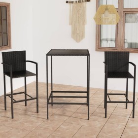 Garden table and high stools and cushions 3 pcs black PE rattan by vidaXL, Garden sets - Ref: Foro24-3064837, Price: 232,34 €...