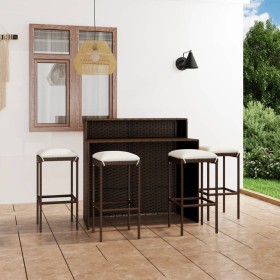 5-piece garden bar furniture set and brown cushions by vidaXL, Garden sets - Ref: Foro24-3064878, Price: 302,77 €, Discount: %