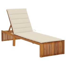 Tumbona con cojín madera maciza de acacia de vidaXL, Tumbonas - Ref: Foro24-3064151, Precio: 209,20 €, Descuento: %