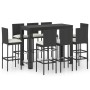 Set muebles bar jardín 9 piezas ratán sintético y cojines crema de vidaXL, Conjuntos de jardín - Ref: Foro24-3064802, Precio:...