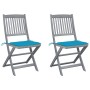 Folding garden chairs 2 pcs cushions solid acacia wood by vidaXL, Garden chairs - Ref: Foro24-3064540, Price: 116,21 €, Disco...