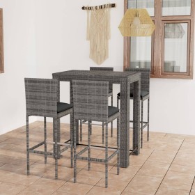 Gartenbar-Set, 5-teilig, graue Kissen aus synthetischem Rattan von vidaXL, Gartensets - Ref: Foro24-3064797, Preis: 354,64 €,...