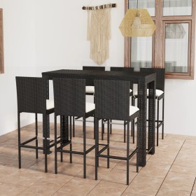 Set muebles bar jardín 7 piezas ratán sintético y cojines crema de vidaXL, Conjuntos de jardín - Ref: Foro24-3064800, Precio:...