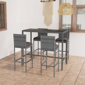 Garden table and high stools 5 pieces gray synthetic rattan by vidaXL, Garden sets - Ref: Foro24-3064833, Price: 359,08 €, Di...