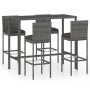 Garden table and high stools 5 pieces gray synthetic rattan by vidaXL, Garden sets - Ref: Foro24-3064833, Price: 388,83 €, Di...