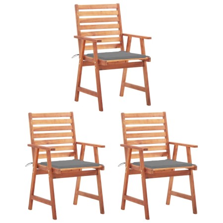 Garden dining chairs and cushions 3 units solid acacia wood by vidaXL, Garden chairs - Ref: Foro24-3064348, Price: 218,67 €, ...