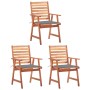 Garden dining chairs and cushions 3 units solid acacia wood by vidaXL, Garden chairs - Ref: Foro24-3064348, Price: 218,67 €, ...