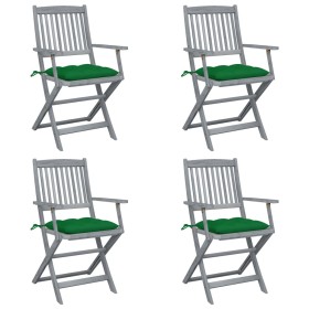 Folding garden chairs 4 pcs cushions solid acacia wood by vidaXL, Garden chairs - Ref: Foro24-3064529, Price: 186,06 €, Disco...