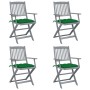 Folding garden chairs 4 pcs cushions solid acacia wood by vidaXL, Garden chairs - Ref: Foro24-3064529, Price: 186,29 €, Disco...