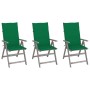 Reclining garden chairs 3 pcs solid acacia wood cushions by vidaXL, Garden chairs - Ref: Foro24-3064733, Price: 215,37 €, Dis...