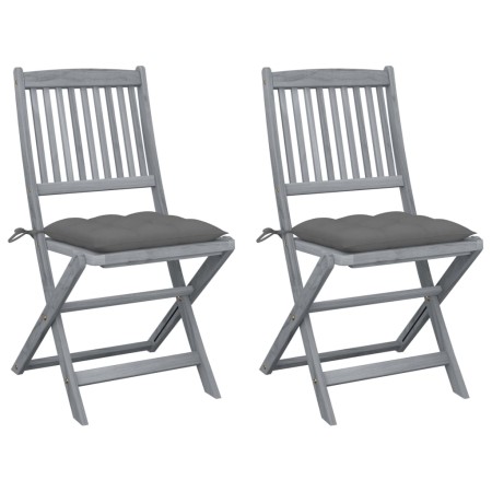 Folding garden chairs 2 units with solid acacia wood cushions by vidaXL, Garden chairs - Ref: Foro24-3064552, Price: 130,32 €...