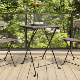 Grauer, zusammenklappbarer Café-Tisch aus synthetischem Rattan, 55 x 54 x 71 cm von vidaXL, Gartentische - Ref: Foro24-319985...