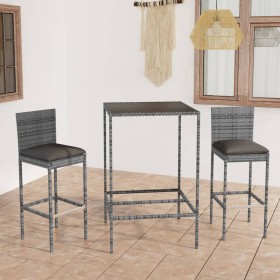 Garden table and high stools 3 pieces synthetic rattan gray by vidaXL, Garden sets - Ref: Foro24-3064829, Price: 201,65 €, Di...