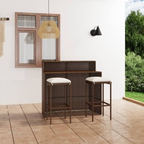 3-piece garden bar furniture set and brown cushions by vidaXL, Garden sets - Ref: Foro24-3064872, Price: 256,01 €, Discount: %