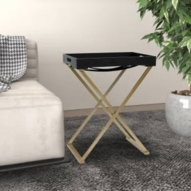 Gold and black MDF folding table 48x34x61 cm by vidaXL, Side tables - Ref: Foro24-331659, Price: 58,99 €, Discount: %