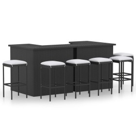 8-piece garden bar set and black synthetic rattan cushions by vidaXL, Garden sets - Ref: Foro24-3064926, Price: 722,87 €, Dis...