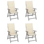 Reclining garden chairs 4 pcs solid acacia wood cushions by vidaXL, Garden chairs - Ref: Foro24-3065379, Price: 322,16 €, Dis...