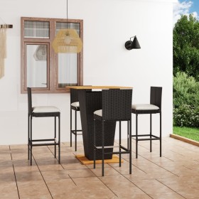 5-piece garden bar furniture set and black PE rattan cushions by vidaXL, Garden sets - Ref: Foro24-3064860, Price: 396,99 €, ...