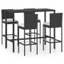 Garden table and high stools and cushions 5 pcs black PE rattan by vidaXL, Garden sets - Ref: Foro24-3064832, Price: 384,15 €...