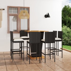 9-teiliges Gartenbar-Set mit schwarzen PE-Rattankissen von vidaXL, Gartensets - Ref: Foro24-3064862, Preis: 632,99 €, Rabatt: %