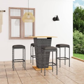 5-teiliges Garten-Barmöbel-Set und graue PE-Rattan-Kissen von vidaXL, Gartensets - Ref: Foro24-3064853, Preis: 285,99 €, Raba...