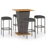 5-piece garden bar furniture set and gray PE rattan cushions by vidaXL, Garden sets - Ref: Foro24-3064853, Price: 285,16 €, D...