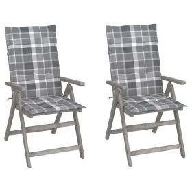 Reclining garden chairs 2 pcs solid acacia wood cushions by vidaXL, Garden chairs - Ref: Foro24-3064712, Price: 142,26 €, Dis...