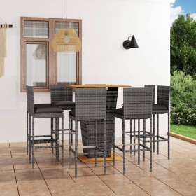 9-teiliges Garten-Barmöbel-Set und graue PE-Rattan-Kissen von vidaXL, Gartensets - Ref: Foro24-3064863, Preis: 668,99 €, Raba...